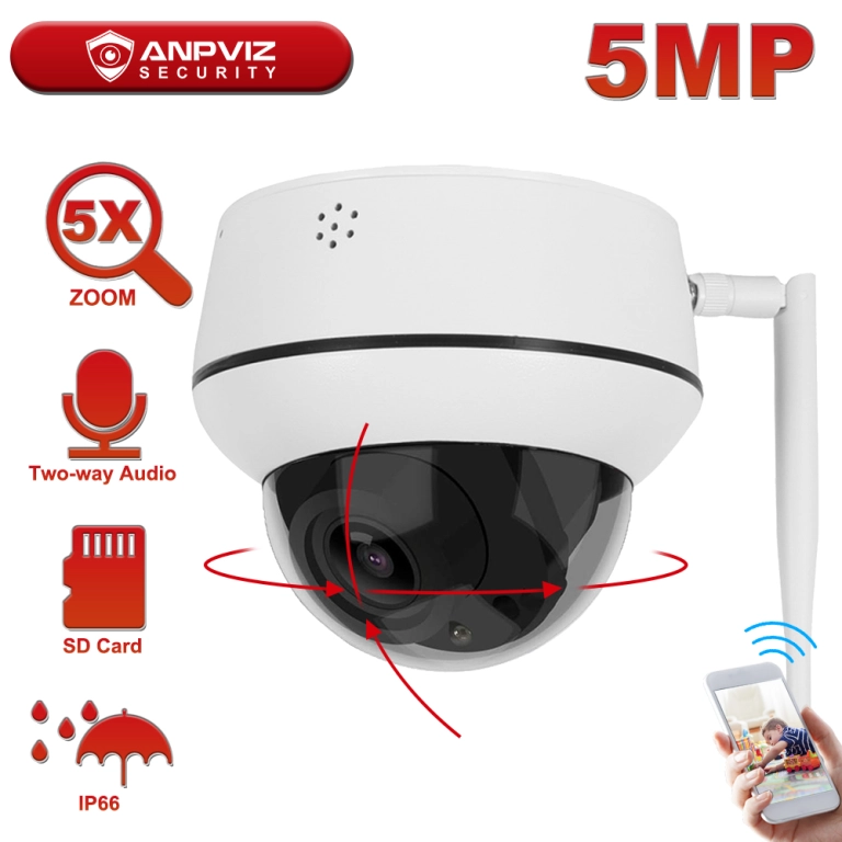 5MP PTZ Security Camera with 50m Night Vision and 5x Optical Zoom