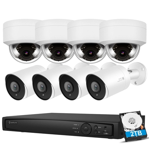  4K 8CH POE NVR Kit de grabación de audio sistema de cámara de  seguridad para el hogar 8MP cámara domo IP al aire libre Kit de sistema de  videovigilancia 10 canales (