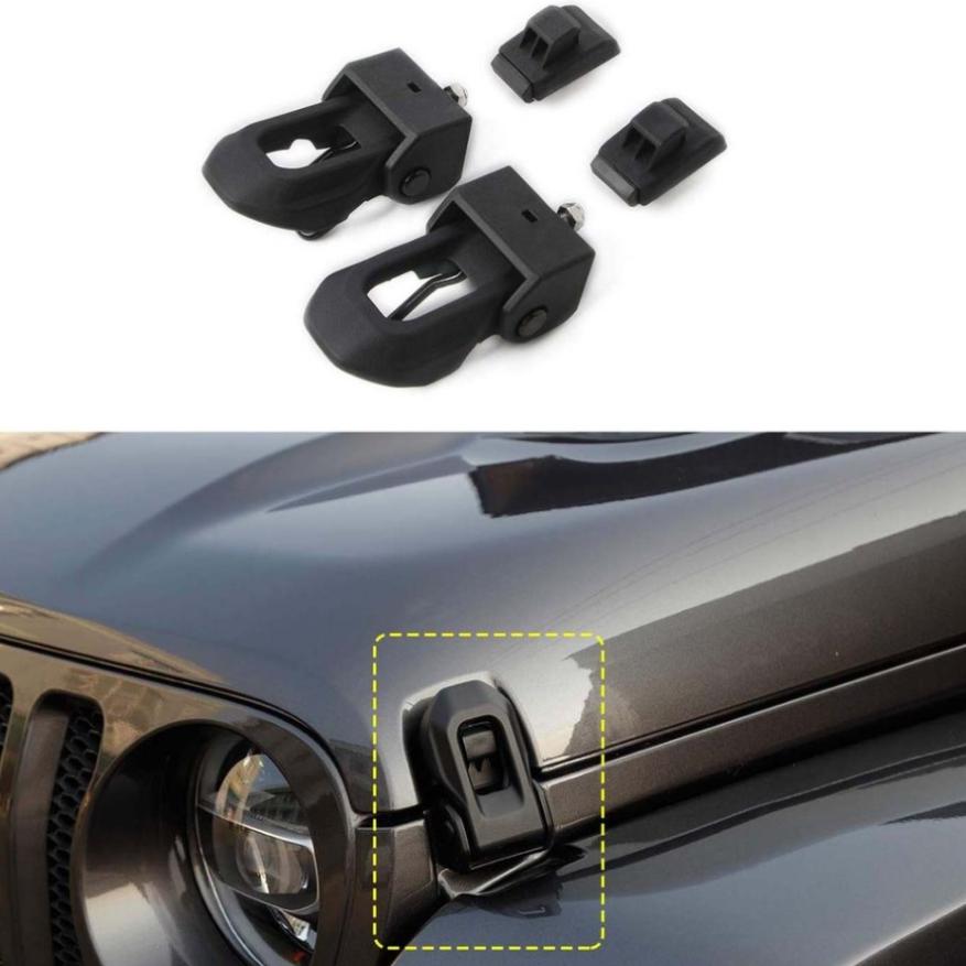 Car Accessories ABS Plastic Locking Hood Latch Catch Pins Lock Compatible For Jeep Wrangler JL 2018 2019