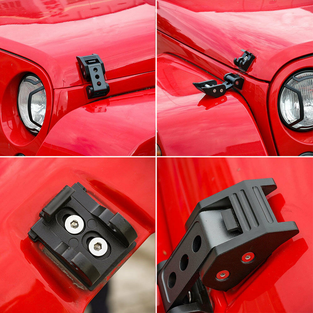 Compatible For Jeep Wrangler JK JKU 2007-2017 Steel Engine Hood Lock Latch Catch Holder Kit