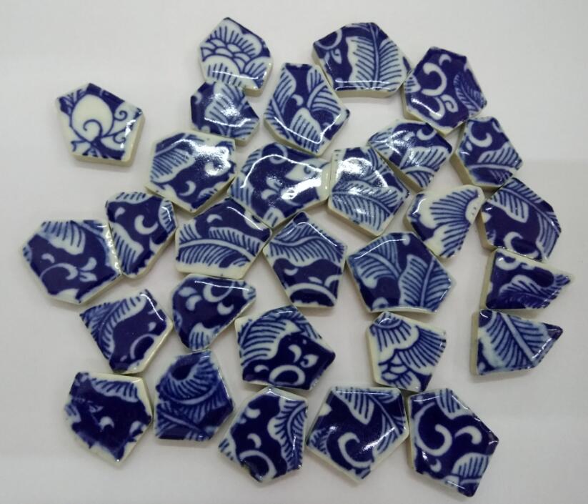 Ceramic Mosaic Tiles Blue and White Shards for Crafts Bulk DIY Mosaic Tiles