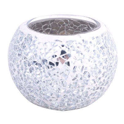 Wholesale Modern lantern church decorative mosaic glass tealight candle holder