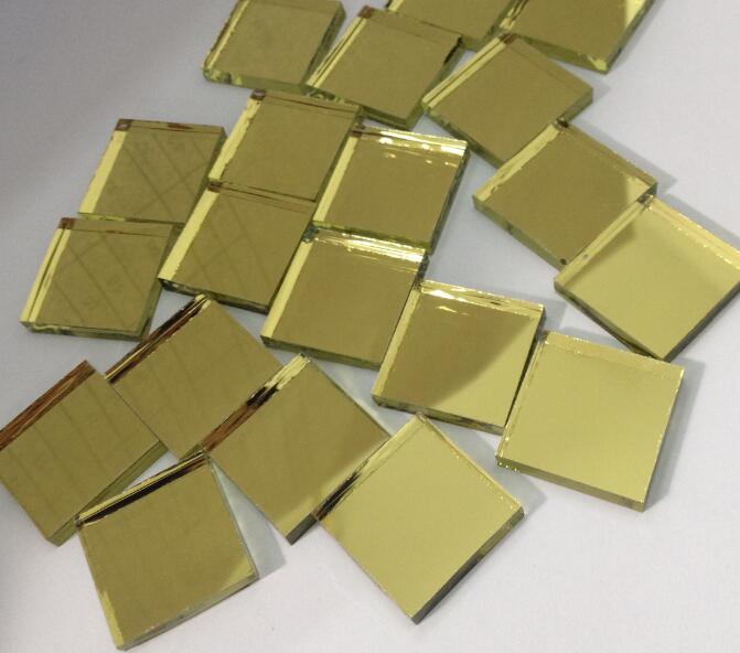 Mini Square Glass Mini Mirror Stickers Square Glass Mirrors Mosaic Tiles for Decorative Craft DIY