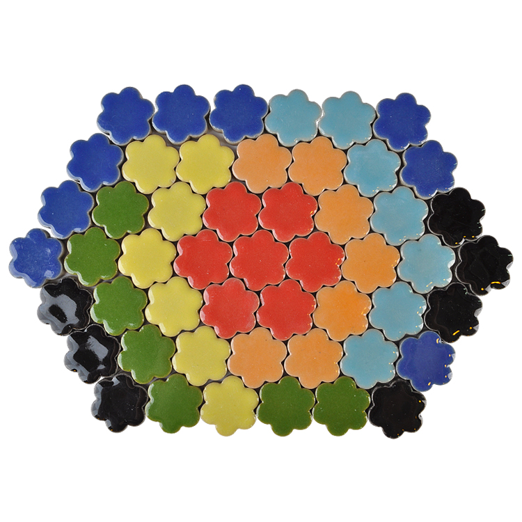 Heart shape ceramic tile mix color diy kit ceramics loose chips mosaic tiles