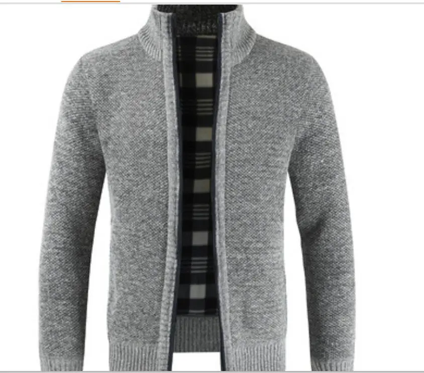 Zipper Collar Sweater Winter Knit Men Jacket Coat Apparel Clothing