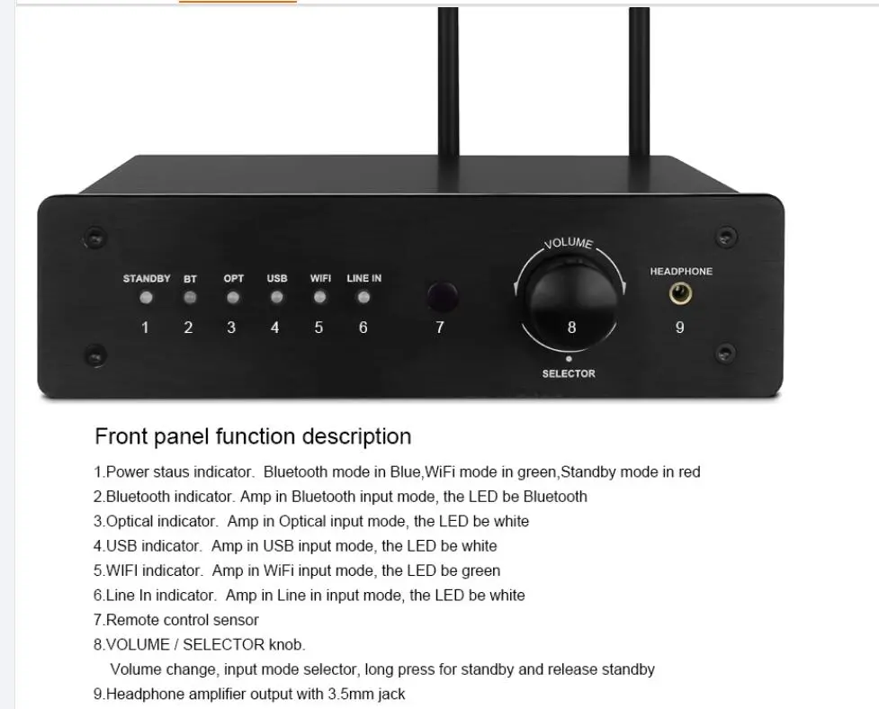Home Theater Dts Dolby AV Receiver 100W Class D Power Amplifier Wireless Airplay and Dlna Music Streaming Audio Amplifier Home Indoor Gym Machine Equipment