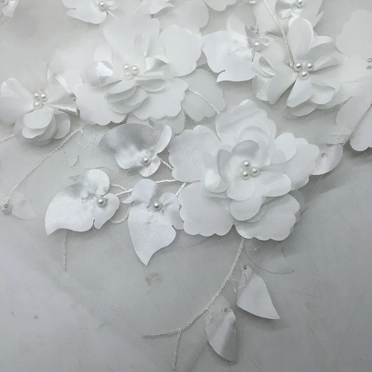 Dentelle Applique 3D Perlée Brodée Garniture De Strass Florale, Pour Bricolage Décoré Artisanat