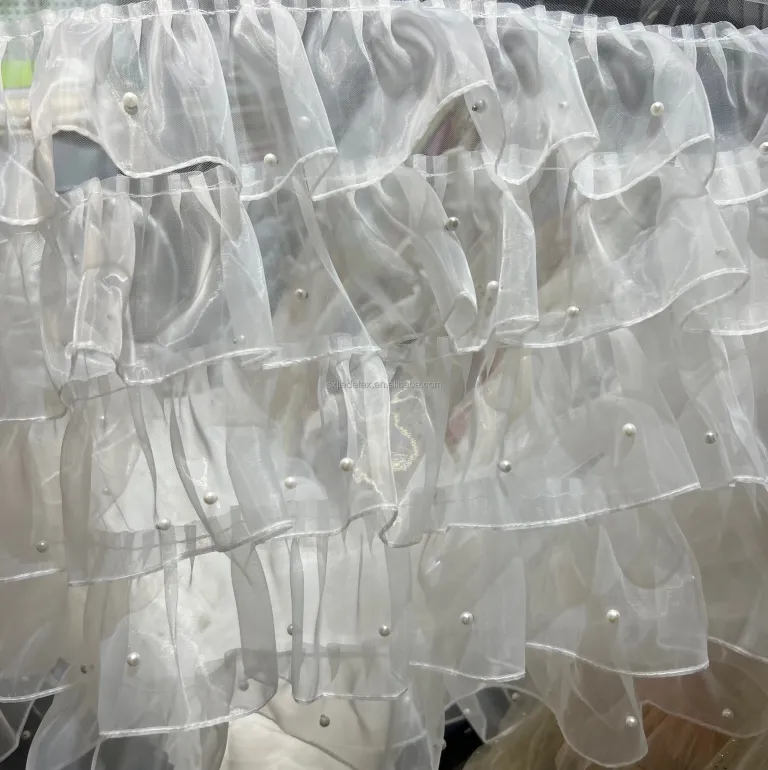 Lunar Pearlized Iridescent Organza White, by the yard