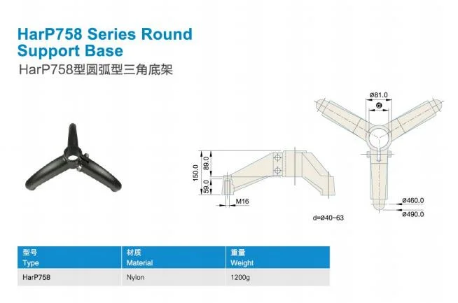 Harp758 Plastic Round Support Base Tripod for Conveyor System Wtih FDA&amp; Gsg Certificate