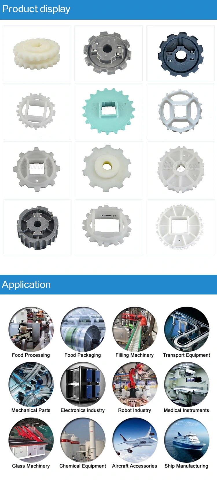 Har1775 Material POM/PP Belt Conveyor Parts Plastic Chain Sprocket Used for Food & Beverage