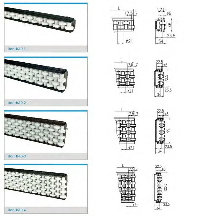 Used for Conveyor System Hairise H610 White Plastic Roller Guide Rails