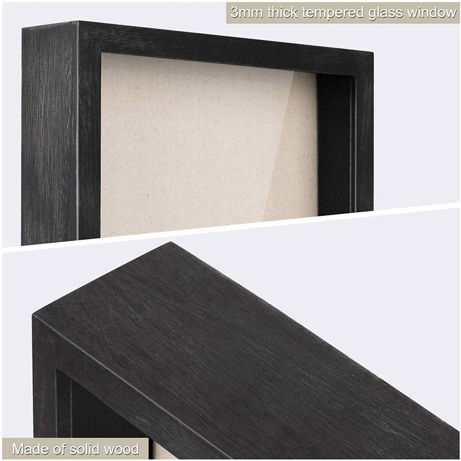 Phota 11x11 Shadow Box Display Case with Solid Wood Frame