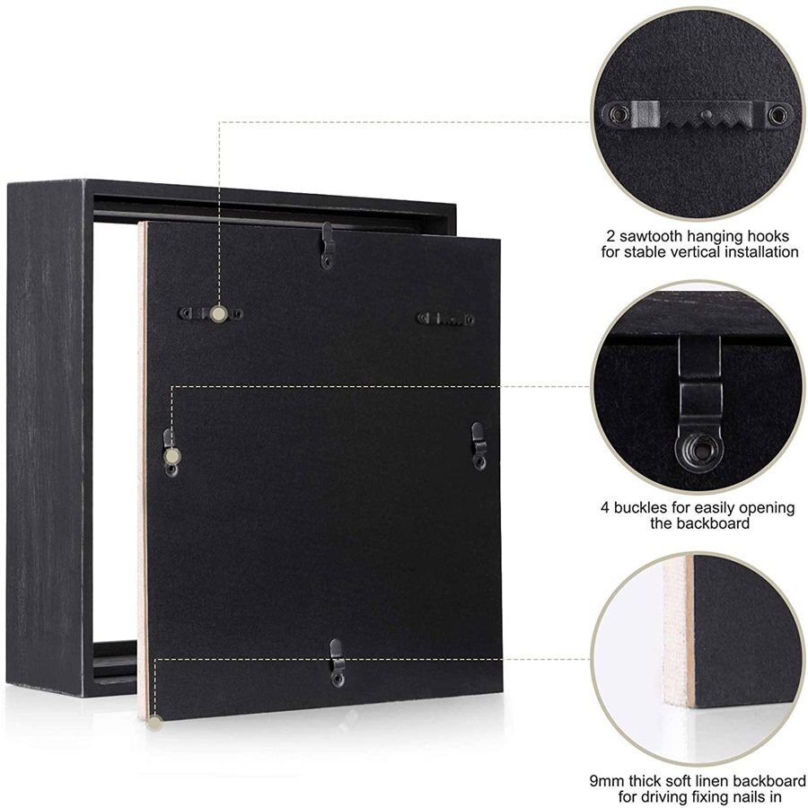 Phota 11x11 Shadow Box Display Case with Solid Wood Frame