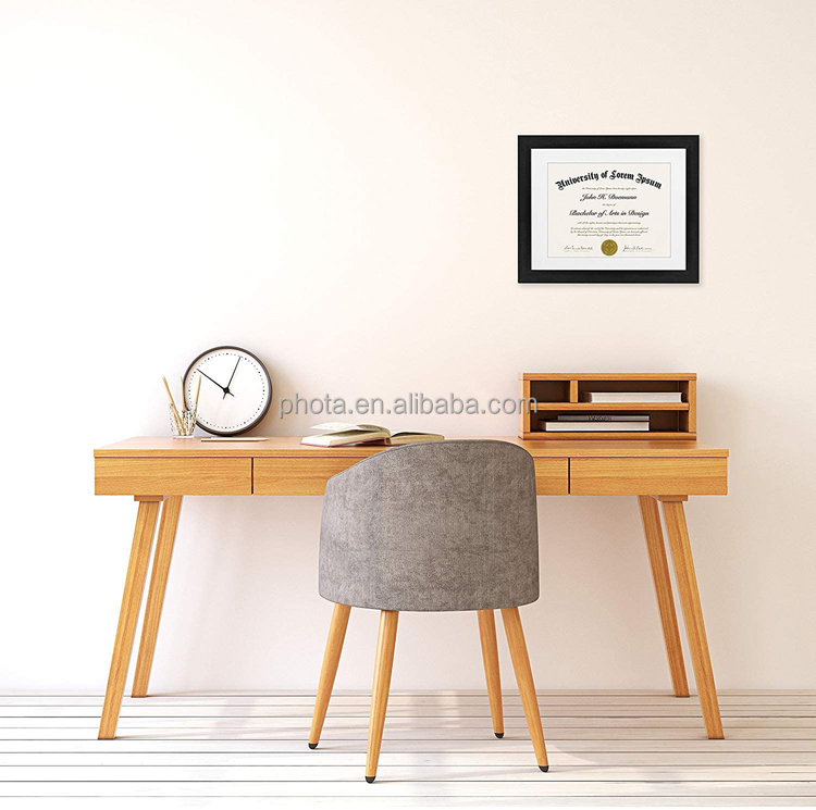 11x14 Black Diploma Frame Displays 8.5x11 Diplomas with Mat or 11x14 Inch Without Mat