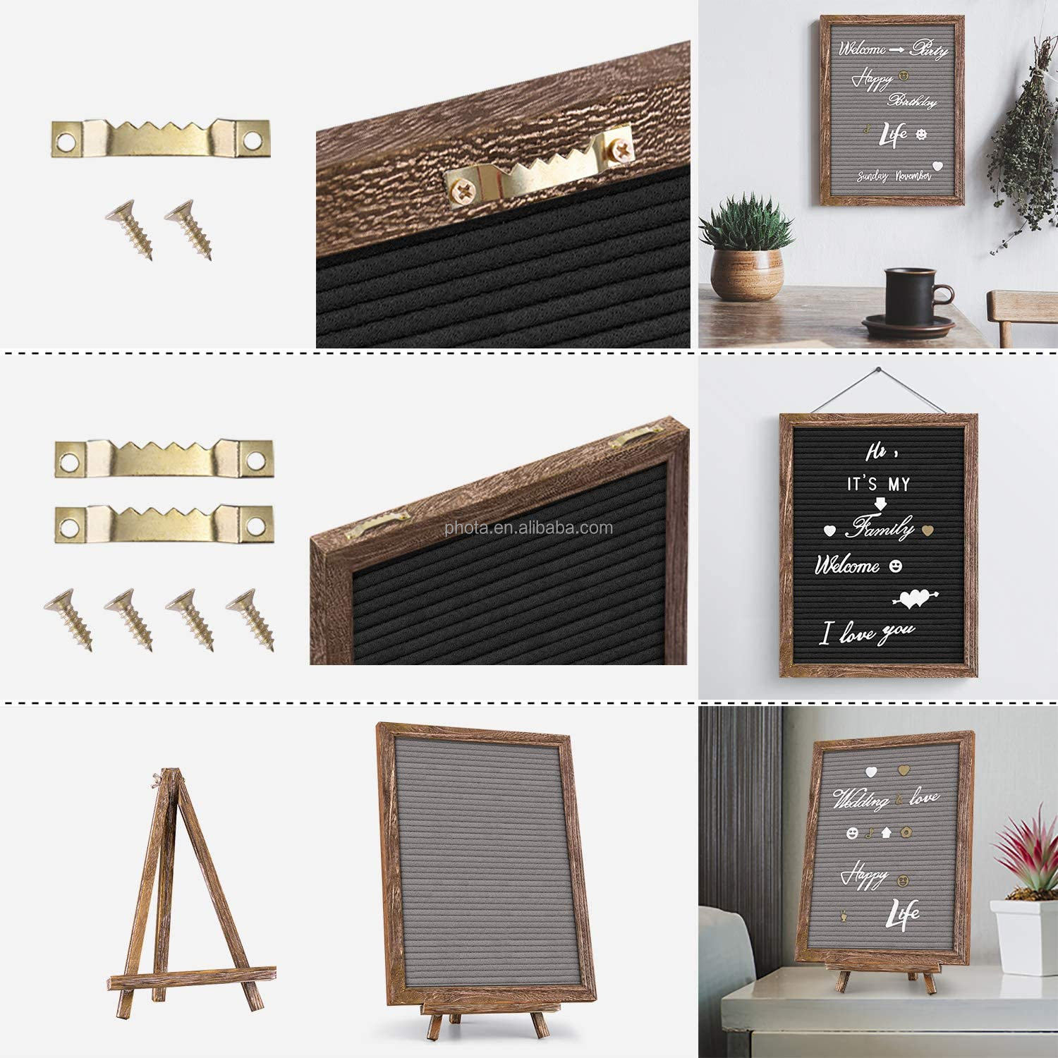Letter Board with 750 Precut White & Gold Letters Words Wall & Tabletop Display Letter Organizer