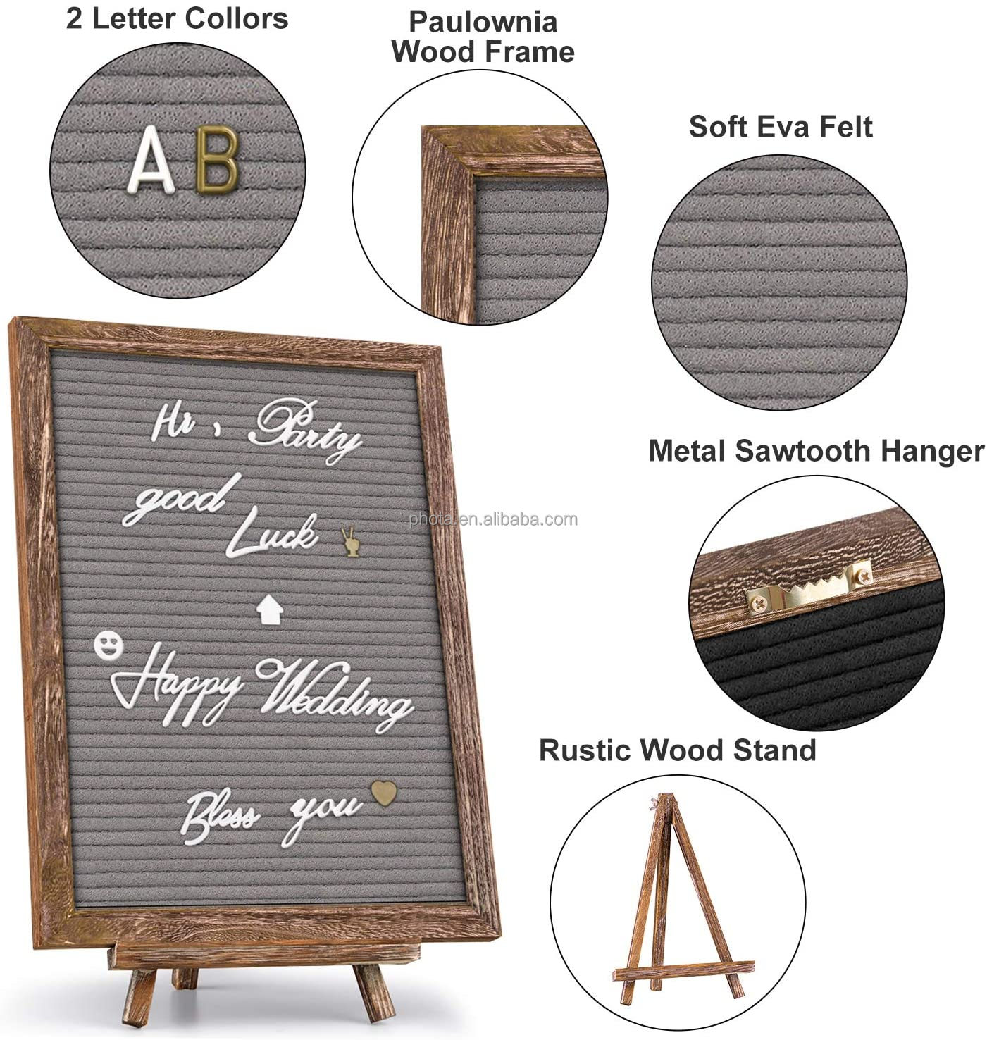 Letter Board with 750 Precut White & Gold Letters Words Wall & Tabletop Display Letter Organizer