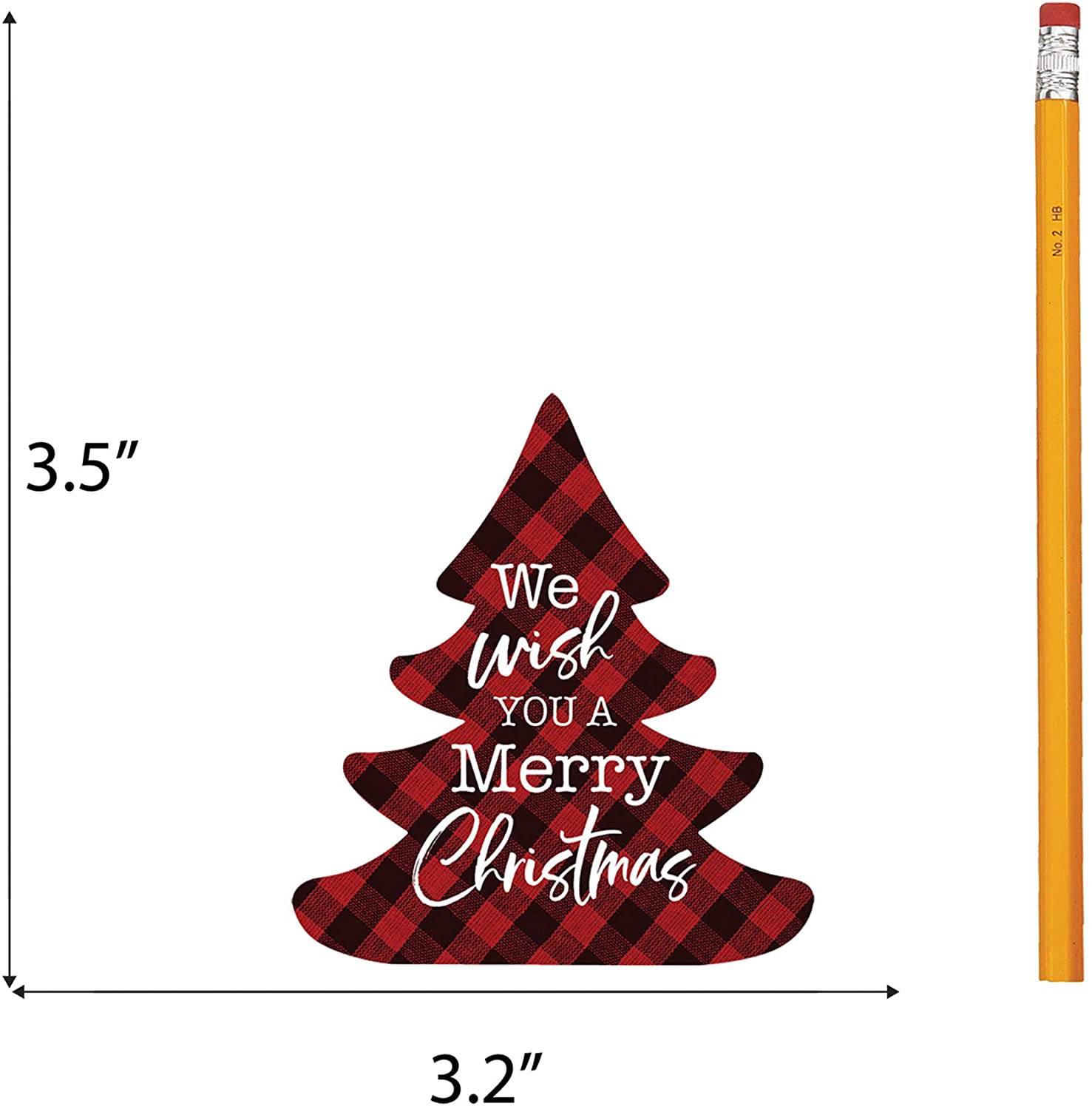 We Wish You A Merry Christmas Red Plaid Wood Christmas Shape Sign