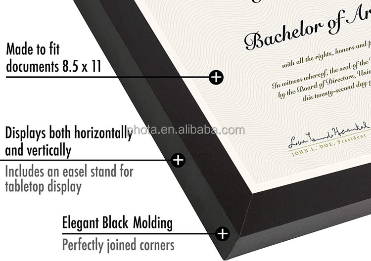 American flat 8.5x11 Diploma Frame in White with Shatter Resistant Glass - Horizontal and Vertical Formats for Wall and Tabletop