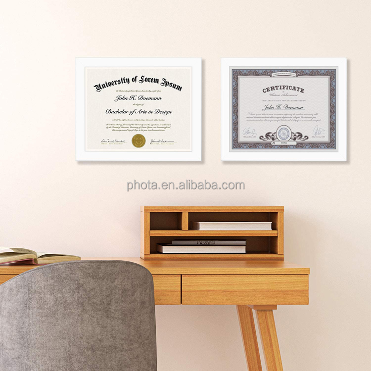 American flat 8.5x11 Diploma Frame in White with Shatter Resistant Glass - Horizontal and Vertical Formats for Wall and Tabletop