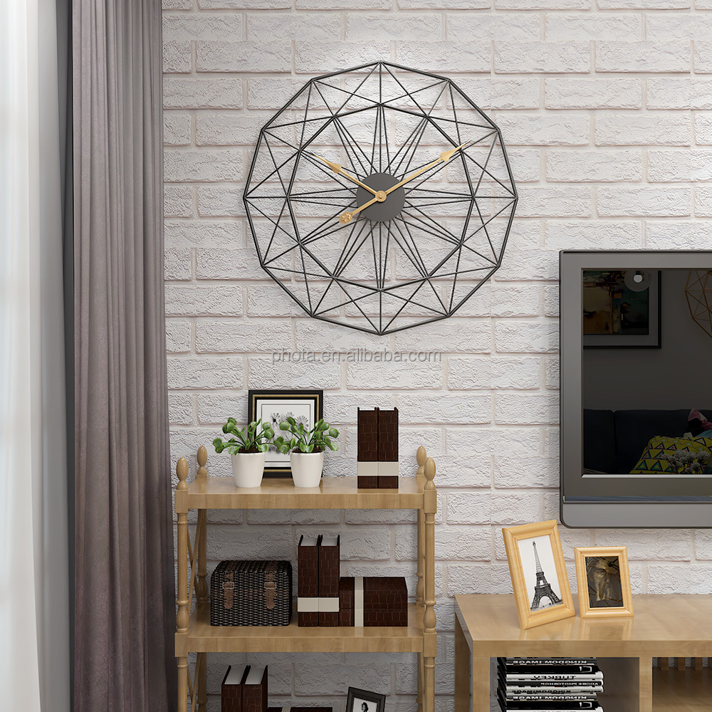 Phota Wholesale High Quality Household Simple Living Room Iron Polygon Decorate Wall Clock Wall Clocks