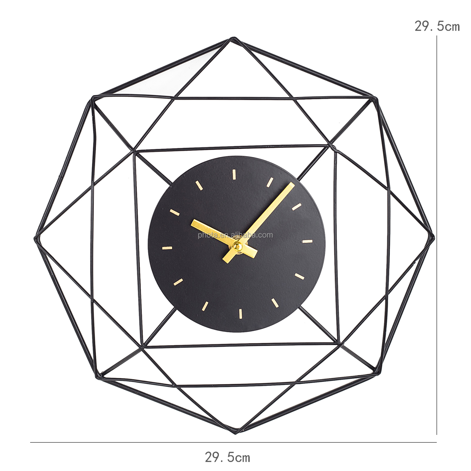 Phota Wholesale High Quality Household Simple Living Room Iron Polygon Decorate Wall Clock Wall Clocks
