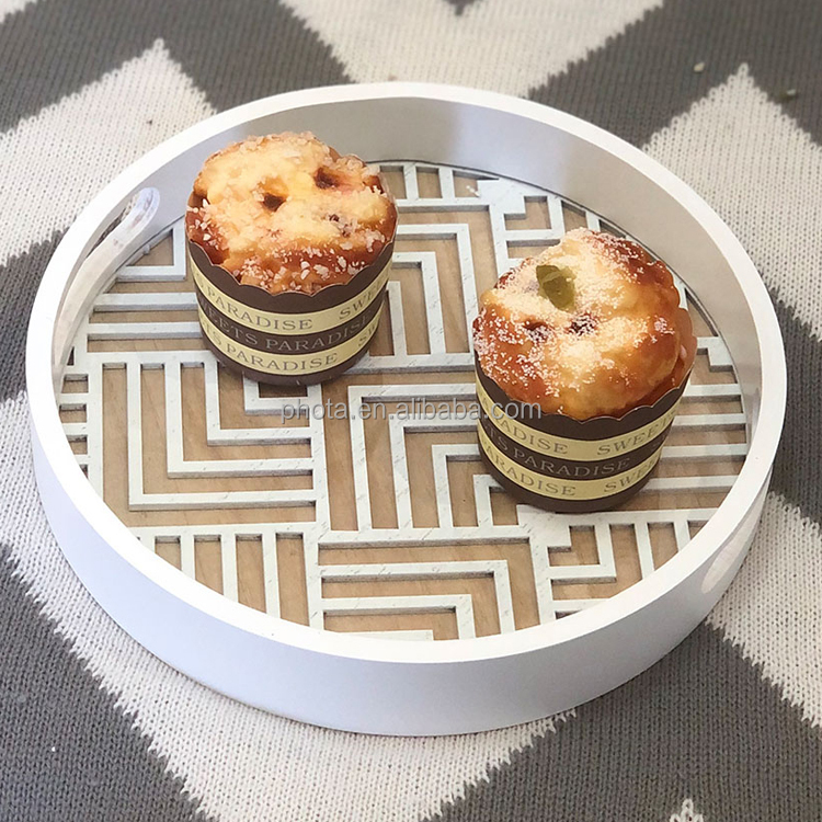 Decorative Round Tray with Cut Out Patterned Center