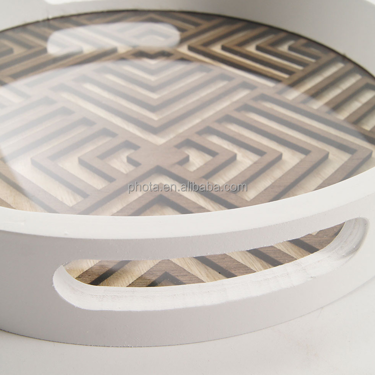Decorative Round Tray with Cut Out Patterned Center