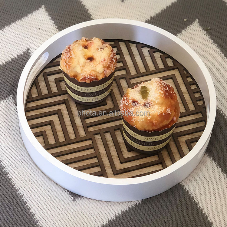 Decorative Round Tray with Cut Out Patterned Center