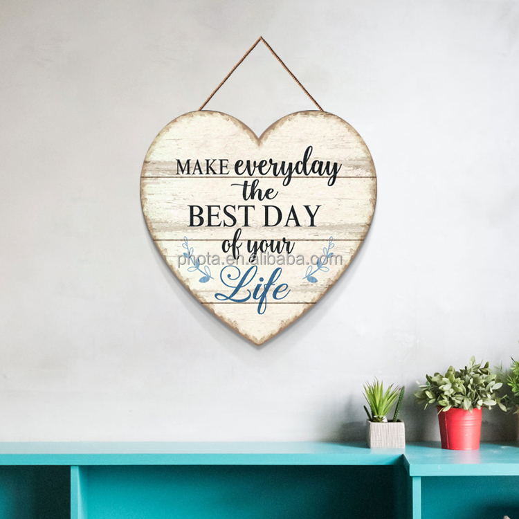 Hot selling large Hanging Wall Sign Wood Wall Decoration Picture Frame English Sign Decor Door Wooden Plaque For Hang