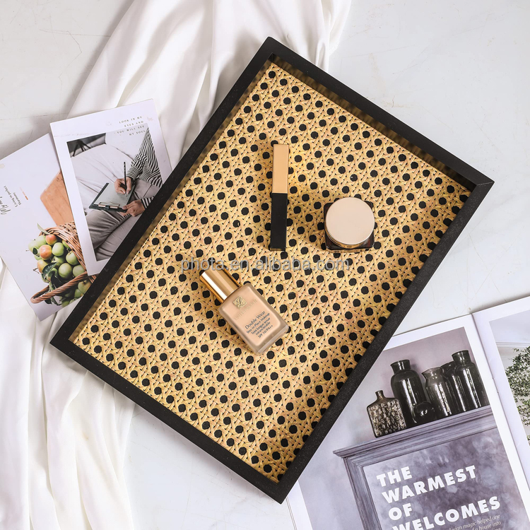 Rectangle Serving Tray with Imitated Rattan