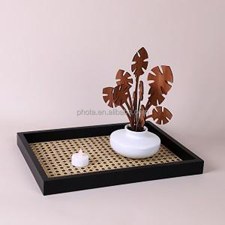 Rectangle Serving Tray with Imitated Rattan