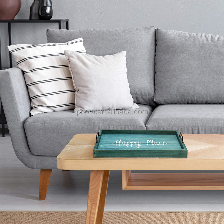 Decorative Wood Serving Tray with Handles