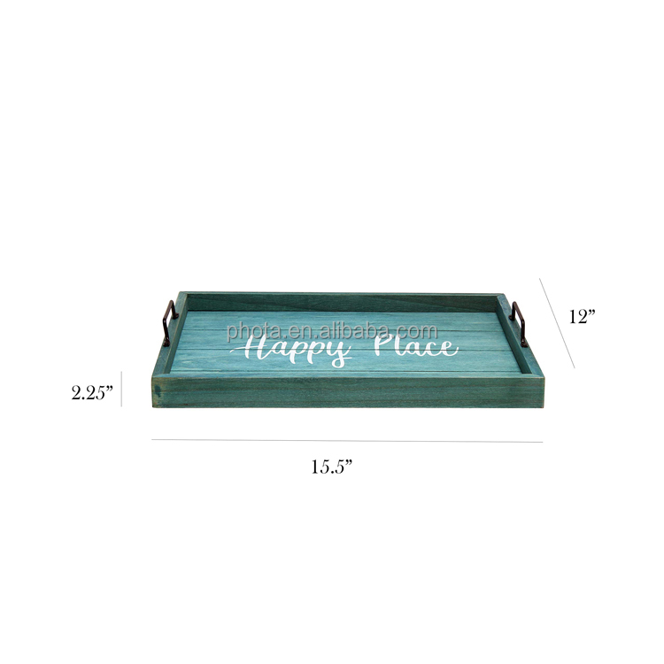 Decorative Wood Serving Tray with Handles