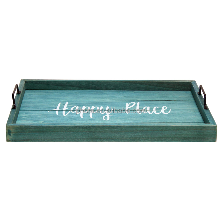 Decorative Wood Serving Tray with Handles