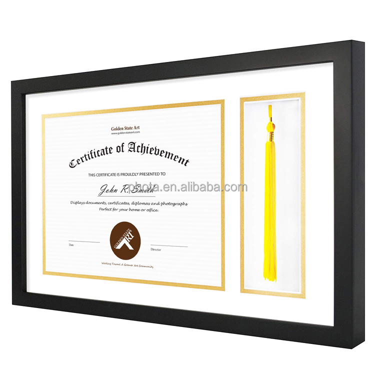 8.5 x 11 Wood Diploma Document/Certificate shadow box frame with Tassel Holder & Real Glass