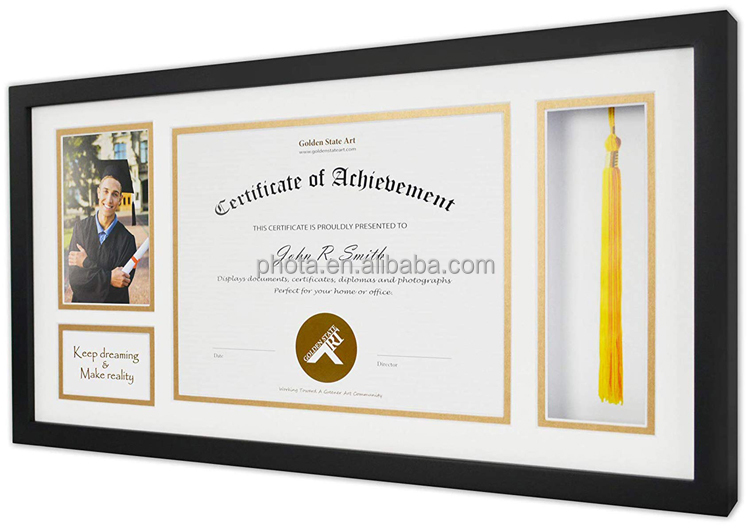 8.5 x 11 Wood Diploma Document/Certificate shadow box frame with Tassel Holder & Real Glass