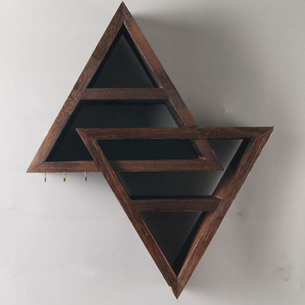Rustic Home Decor Triangle Shelf: Wall Display for Crystals