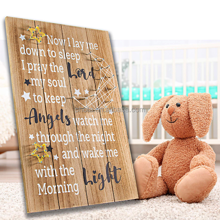 Kids Bedroom Wall 3D Moon and Star String Art Decorations - 11x16 Inches