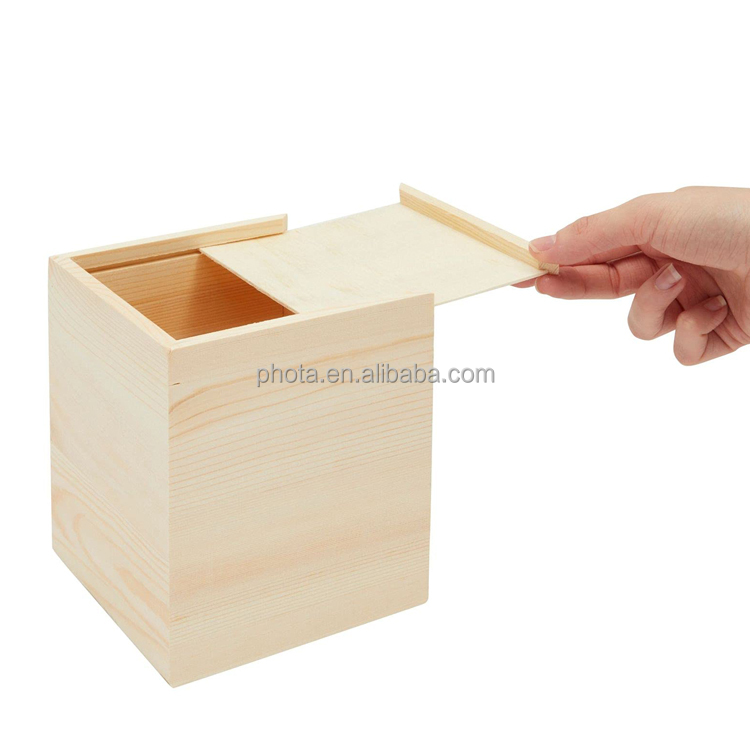 Phota Unfinished Wooden Tissue Box Cover, Square Wood Holder for Home