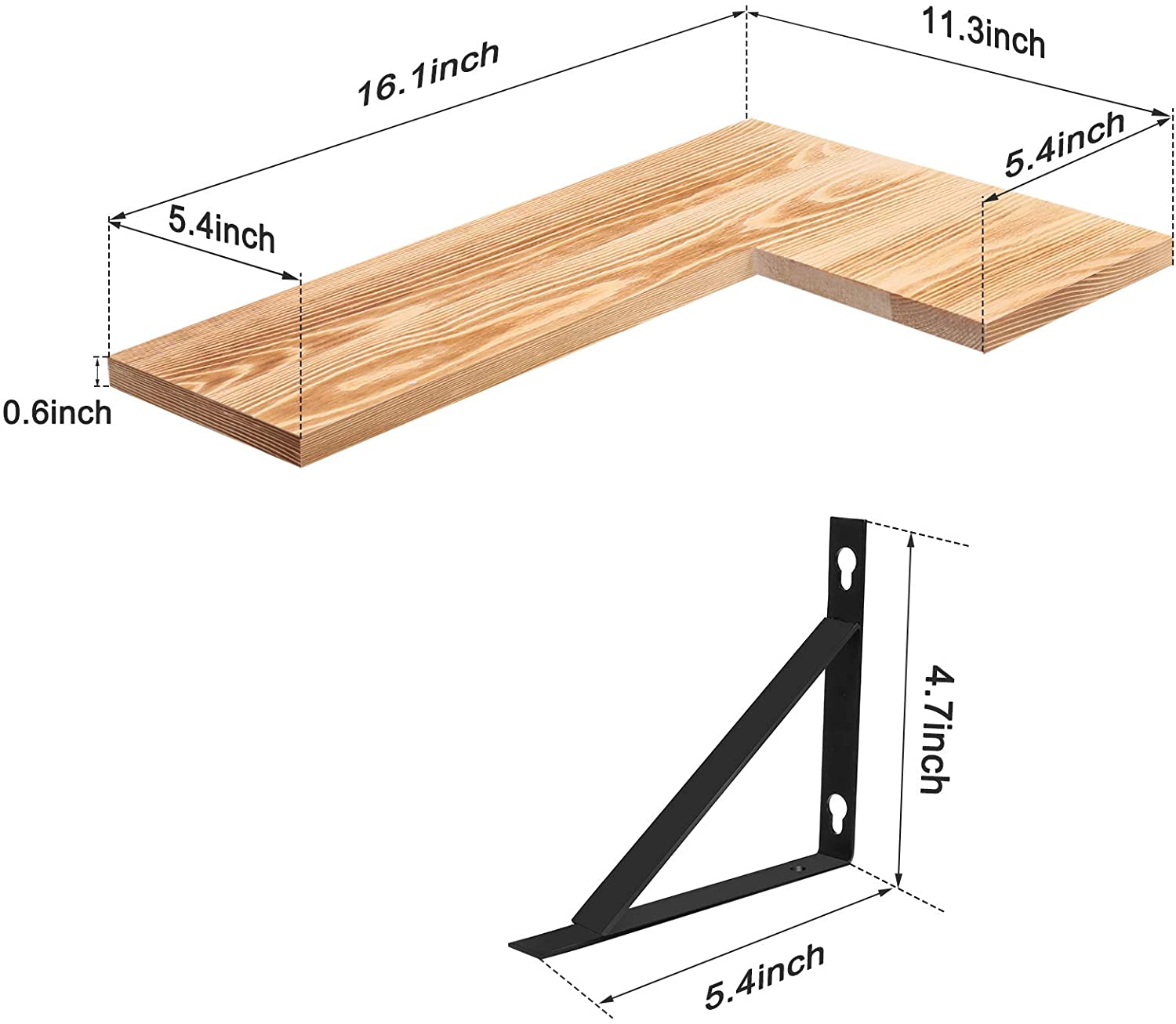 Corner Wall Shelves, Rustic Wood Corner Floating Shelves Wall Mounted