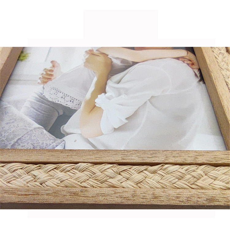 Rattan Family Photo Frame Picture High Quality 4x6" Home Decoration Customized Logo 100% Guaranteed 3-7 Days with Girl and Mon
