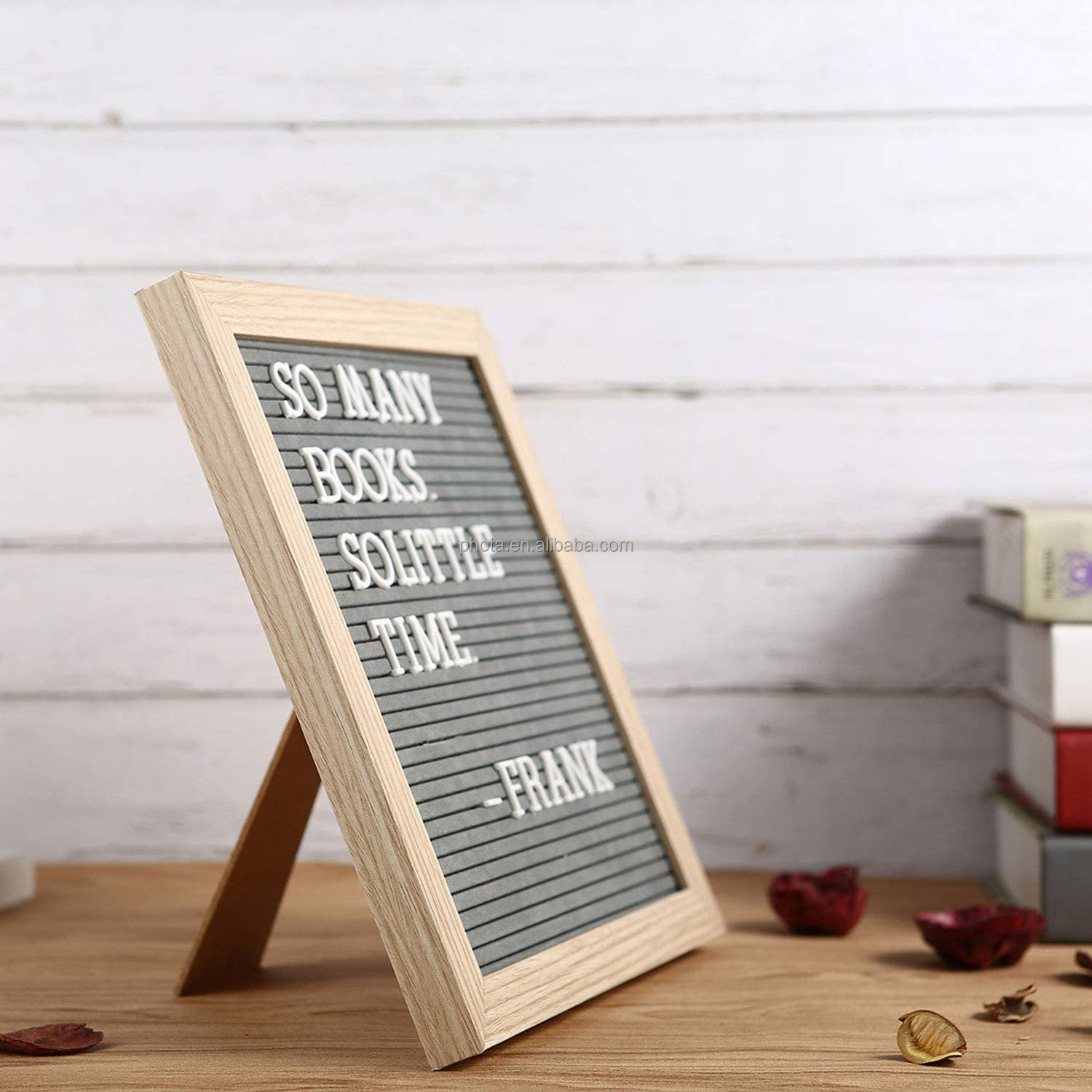 Felt Letter Board 10x10 Inches Changeable Wooden Message Board Sign Wood Frame Wall Mount Free Standing