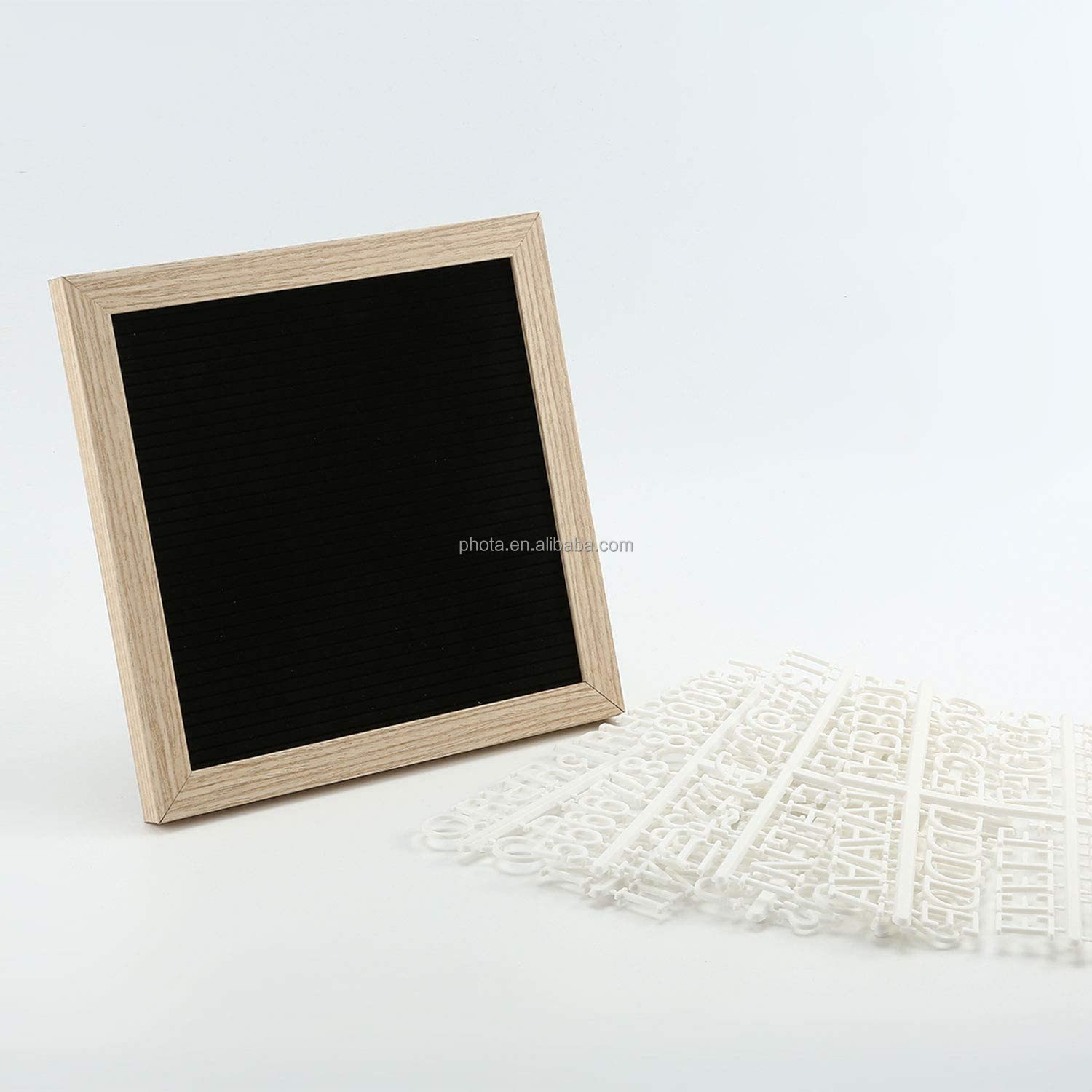 Felt Letter Board 10x10 Inches Changeable Wooden Message Board Sign Wood Frame Wall Mount Free Standing