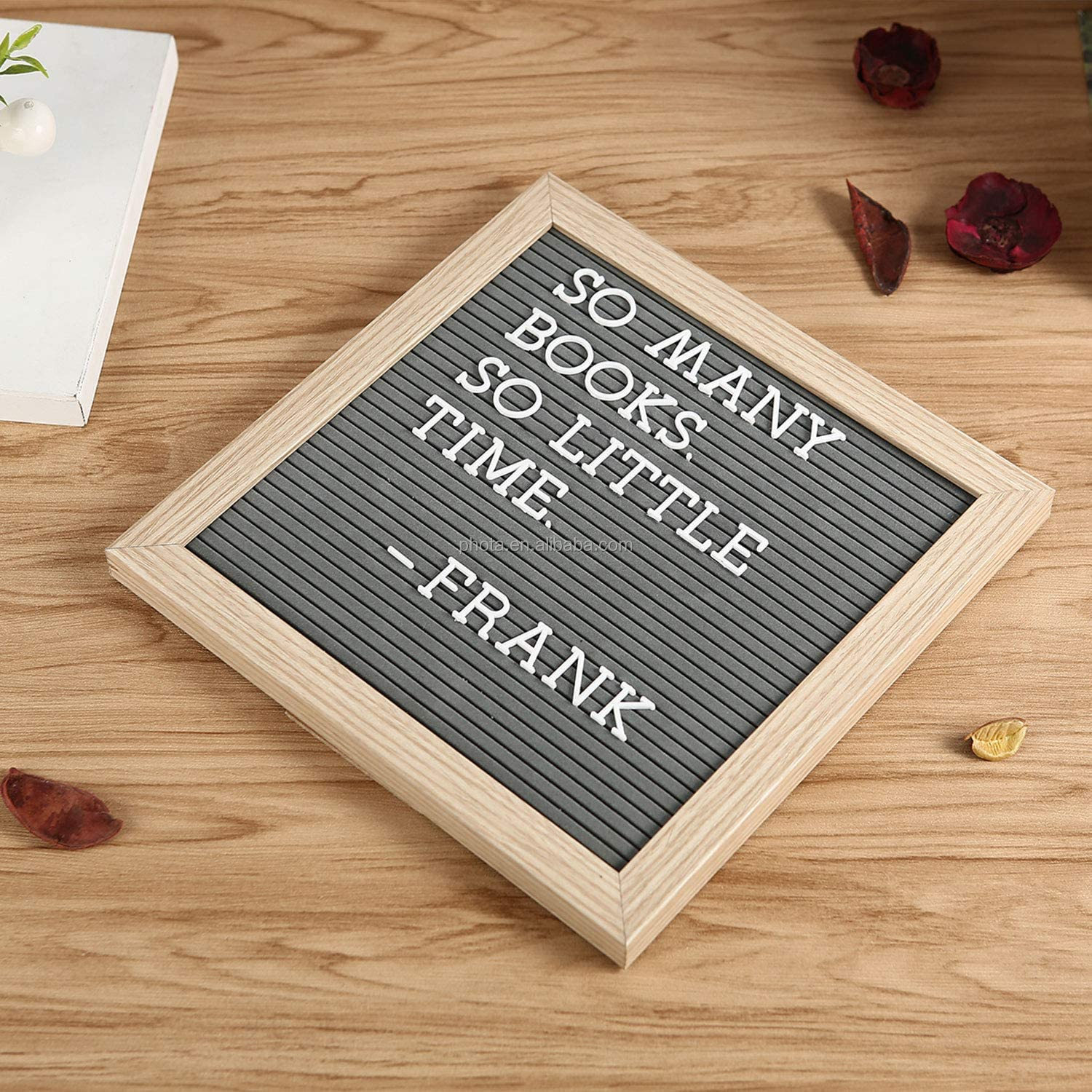 Felt Letter Board 10x10 Inches Changeable Wooden Message Board Sign Wood Frame Wall Mount Free Standing