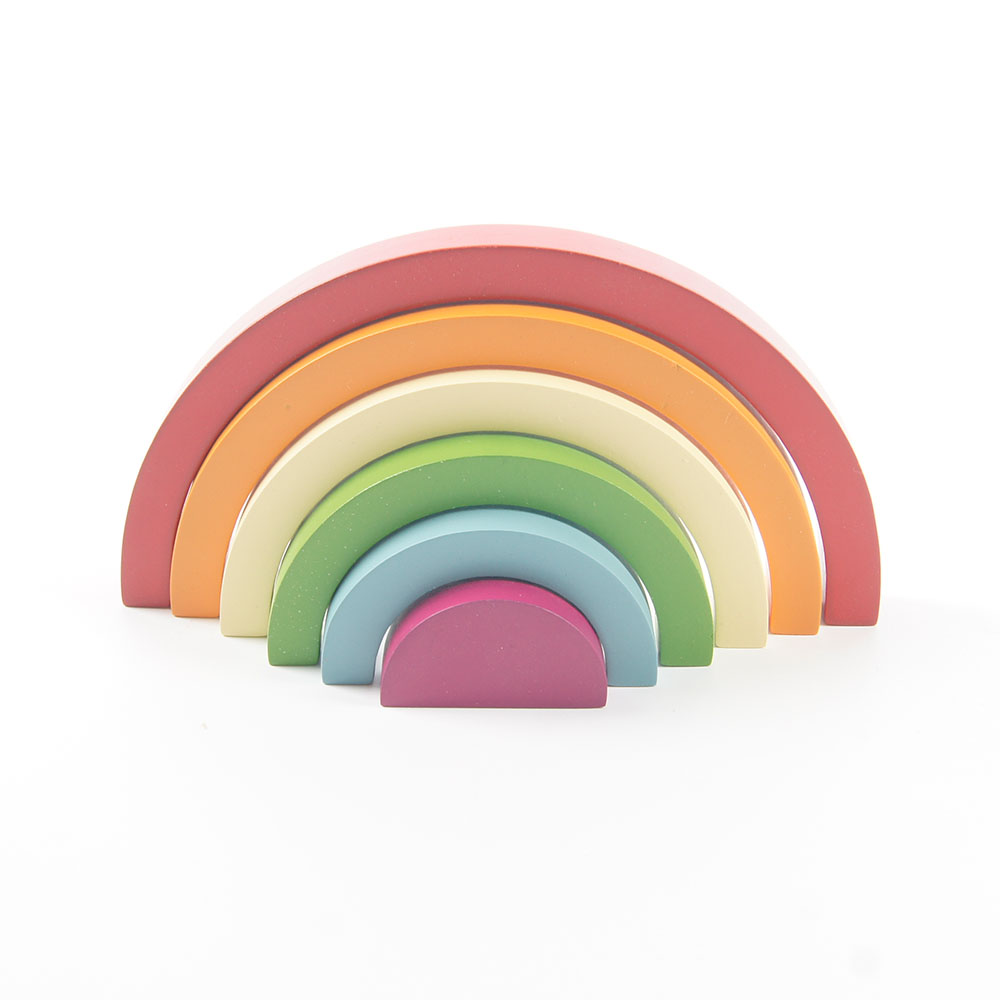 Wooden Rainbow Stacker Nesting Puzzle Blocks
