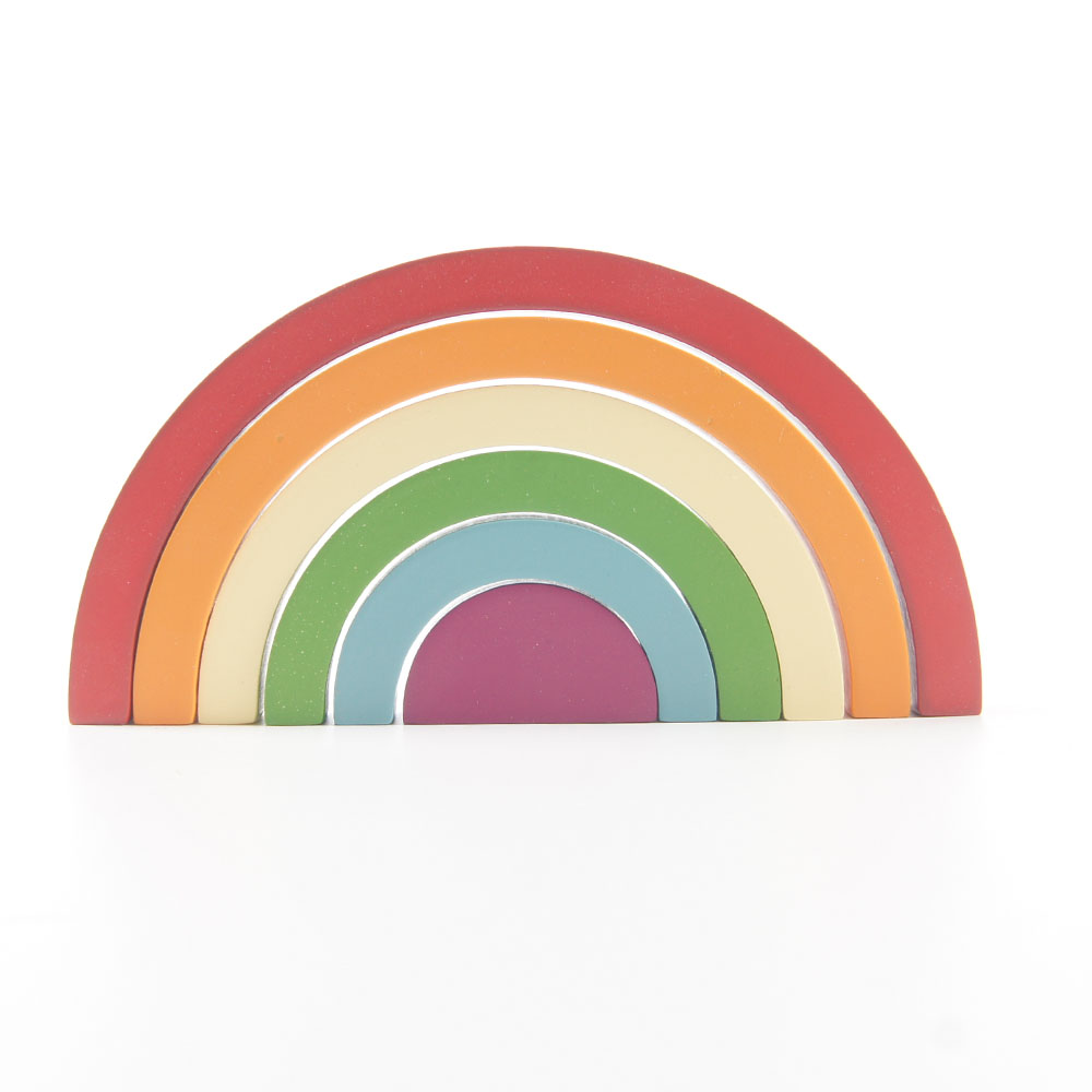 Wooden Rainbow Stacker Nesting Puzzle Blocks