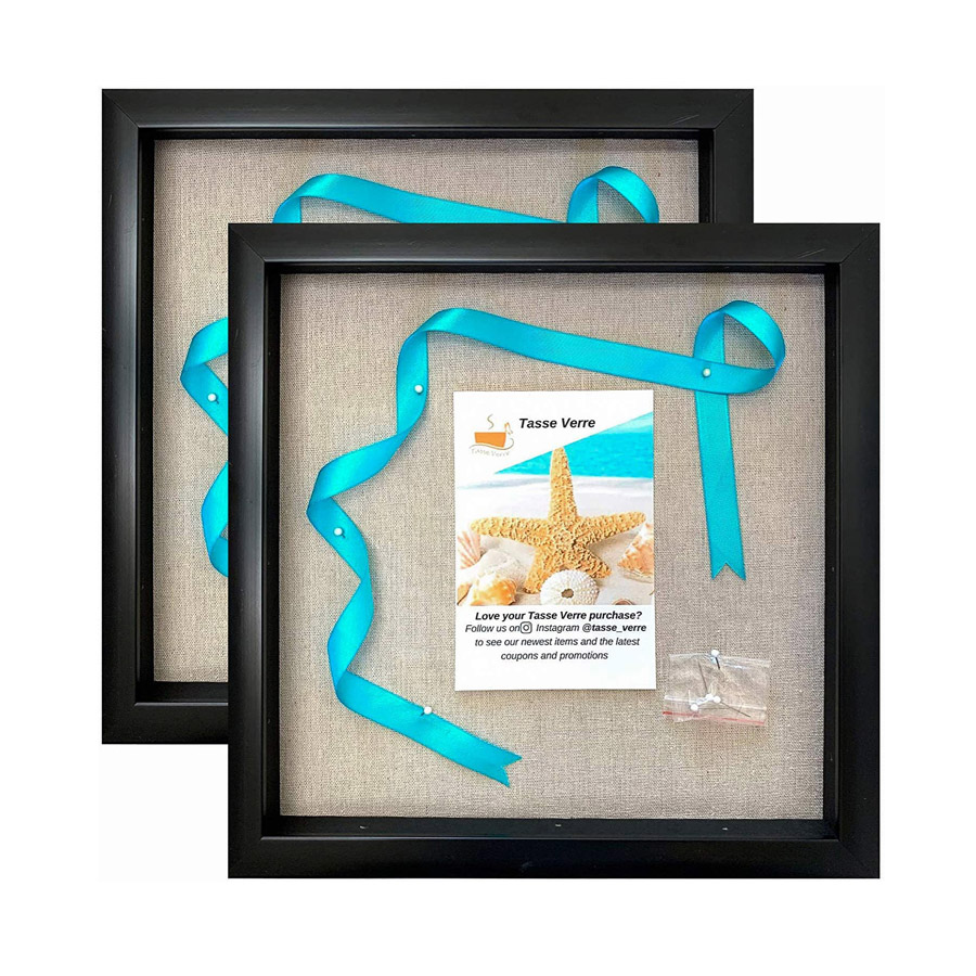 Phota 12x12 Display Shadow Box Frame  with Linen Background and 16 Stick Pins