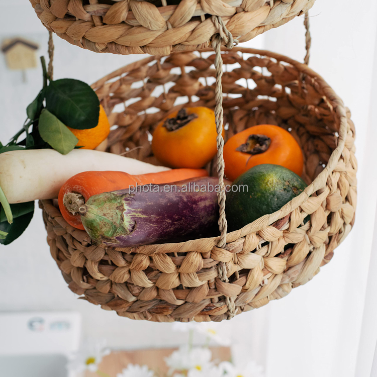 Home Rattan Hanging Storage Basket Natural Wall Mounted Magazine Basket