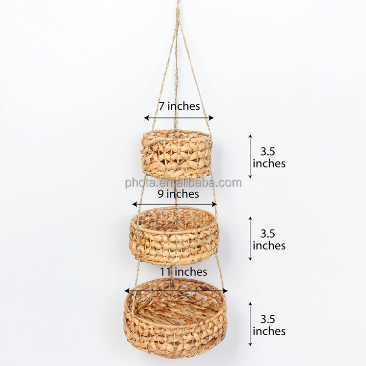 Home Rattan Hanging Storage Basket Natural Wall Mounted Magazine Basket