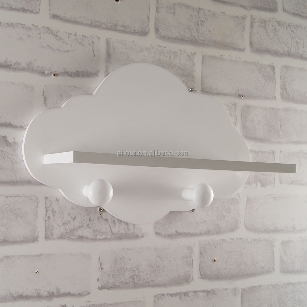 PHOTA Wholesale Price Wood Floating Cloud Shape Shelf Wall Mount Display White Cloud Shape Floating Wall Shelves